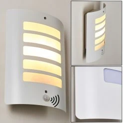 Hofstein Alslev Außenwandleuchte Weiß, 1-flammig, Bewegungsmelder