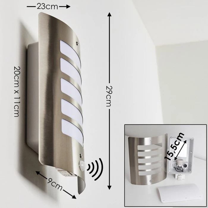 Hofstein Alslev Außenwandleuchte Edelstahl, 1-flammig, Bewegungsmelder 2 Hofstein Alslev Außenwandleuchte Edelstahl, 1-flammig, Bewegungsmelder – Bild 2