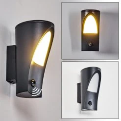 Hofstein Aria Außenwandleuchte Anthrazit, 1-flammig, Bewegungsmelder