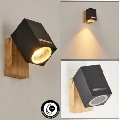 Hofstein Auchac Au&szlig;enwandleuchte Holzoptik, Naturfarben, 1-flammig, Bewegungsmelder