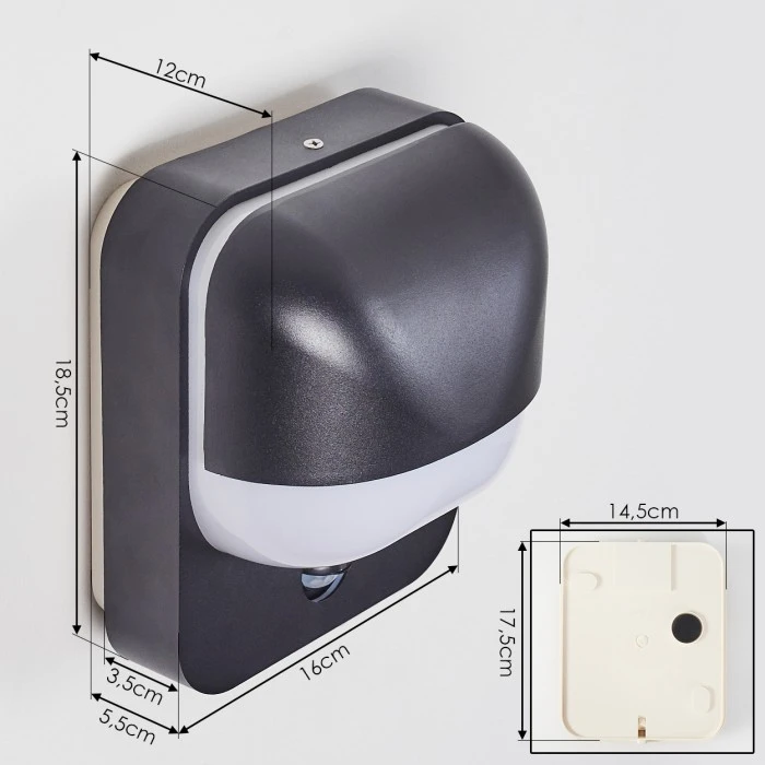 Hofstein Außenwandleuchte Caldes Schwarz, 1-flammig, Bewegungsmelder 4 Hofstein Außenwandleuchte Caldes Schwarz, 1-flammig, Bewegungsmelder – Bild 4