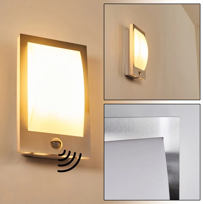 Hofstein Außenwandleuchte Cantone Nickel-Matt, 1-flammig, Bewegungsmelder 1 Hofstein Außenwandleuchte Cantone Nickel-Matt, 1-flammig, Bewegungsmelder