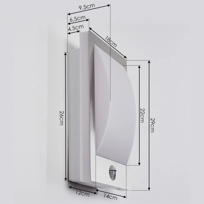 Hofstein Außenwandleuchte Cantone Nickel-Matt, 1-flammig, Bewegungsmelder 4 Hofstein Außenwandleuchte Cantone Nickel-Matt, 1-flammig, Bewegungsmelder – Bild 4