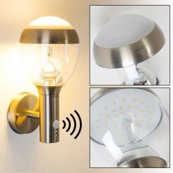 Hofstein Außenwandleuchte Cordova LED Edelstahl, 1-flammig, Bewegungsmelder