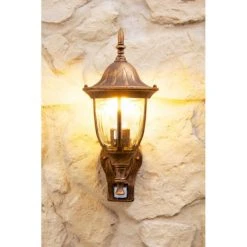 Hofstein Au&szlig;enwandleuchte Ribadeo Braun, Gold, 1-flammig, Bewegungsmelder -Außenleuchten Verkaufe aussenwandleuchte ribadeo h153 5