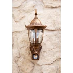 Hofstein Au&szlig;enwandleuchte Ribadeo Braun, Gold, 1-flammig, Bewegungsmelder -Außenleuchten Verkaufe aussenwandleuchte ribadeo h153 6