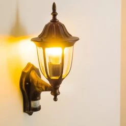 Hofstein Au&szlig;enwandleuchte Ribadeo Schwarz-Gold, 1-flammig, Bewegungsmelder -Außenleuchten Verkaufe aussenwandleuchte ribadeo h163819 7