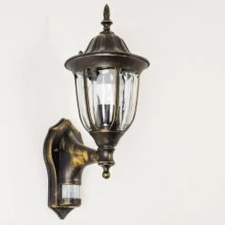 Hofstein Au&szlig;enwandleuchte Ribadeo Schwarz-Gold, 1-flammig, Bewegungsmelder -Außenleuchten Verkaufe aussenwandleuchte ribadeo h163819 8