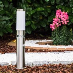 Hofstein Avize Au&szlig;ensockelleuchte Edelstahl, 1-flammig, Bewegungsmelder -Außenleuchten Verkaufe avize aussensockelleuchte h140 11