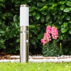 Hofstein Avize Au&szlig;ensockelleuchte Edelstahl, 1-flammig, Bewegungsmelder -Außenleuchten Verkaufe avize aussensockelleuchte h140 13