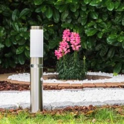 Hofstein Avize Au&szlig;ensockelleuchte Edelstahl, 1-flammig, Bewegungsmelder -Außenleuchten Verkaufe avize aussensockelleuchte h140 4