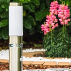 Hofstein Avize Au&szlig;ensockelleuchte Edelstahl, 1-flammig, Bewegungsmelder -Außenleuchten Verkaufe avize aussensockelleuchte h140 7