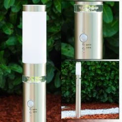 Hofstein Avize Au&szlig;enstandleuchte Edelstahl, 1-flammig, Bewegungsmelder