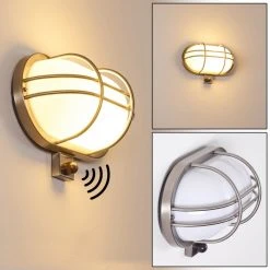 Hofstein Belmopan Au&szlig;enwandleuchte Edelstahl, 1-flammig, Bewegungsmelder