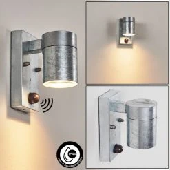 Hofstein Bessiebelle Au&szlig;enwandleuchte Verzinkt, 1-flammig, Bewegungsmelder