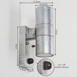 Hofstein Bessiebelle Au&szlig;enwandleuchte Verzinkt, 2-flammig, Bewegungsmelder -Außenleuchten Verkaufe bessiebelle aussenwandleuchte h3605165 3