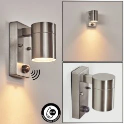 Hofstein Bessiebelle Au&szlig;enwandleuchte Edelstahl, 1-flammig, Bewegungsmelder