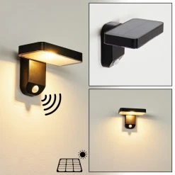 Hofstein Bondarp Solar-Au&szlig;enwandleuchte LED Schwarz, 1-flammig, Bewegungsmelder