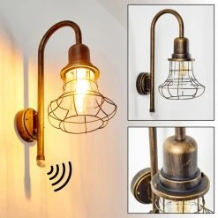 Hofstein Borkan Aussenwandleuchte Braun, Gold, 1-flammig, Bewegungsmelder