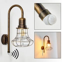 Hofstein Borkan Aussenwandleuchte Braun, Gold, 1-flammig, Bewegungsmelder -Außenleuchten Verkaufe borkan aussenwandleuchte h3023082 21