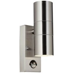 Brilliant Leuchten Brilliant Hanni Au&szlig;enwandleuchte Silber, 2-flammig, Bewegungsmelder