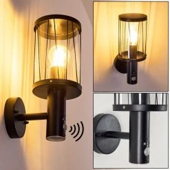 Hofstein Broacker Au&szlig;enwandleuchte Schwarz, 1-flammig, Bewegungsmelder