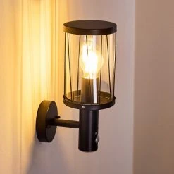 Hofstein Broacker Au&szlig;enwandleuchte Schwarz, 1-flammig, Bewegungsmelder -Außenleuchten Verkaufe broacker aussenwandleuchte h3290408 do1 7