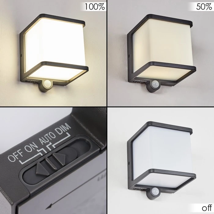 Hofstein Burseryd Solar-Außenwandleuchte LED Anthrazit, 1-flammig, Bewegungsmelder 2 Hofstein Burseryd Solar-Außenwandleuchte LED Anthrazit, 1-flammig, Bewegungsmelder – Bild 2