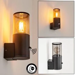 Hofstein Caragua Au&szlig;enwandleuchte Anthrazit, 1-flammig, Bewegungsmelder