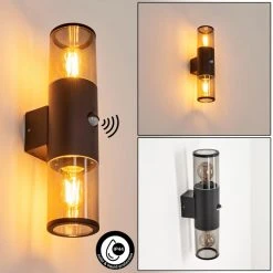 Hofstein Caragua Außenwandleuchte Anthrazit, 2-flammig, Bewegungsmelder