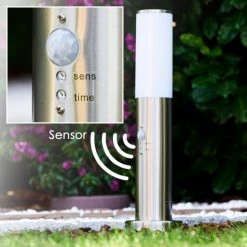 Hofstein Caserta Sockelleuchte Edelstahl, 1-flammig, Bewegungsmelder