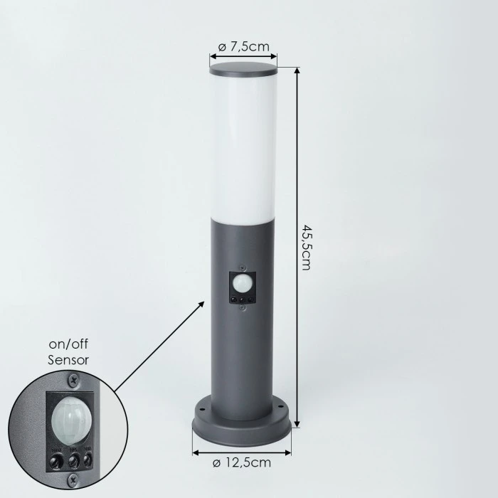 Hofstein Caserta Sockelleuchte Anthrazit, 1-flammig, Bewegungsmelder 4 Hofstein Caserta Sockelleuchte Anthrazit, 1-flammig, Bewegungsmelder – Bild 4