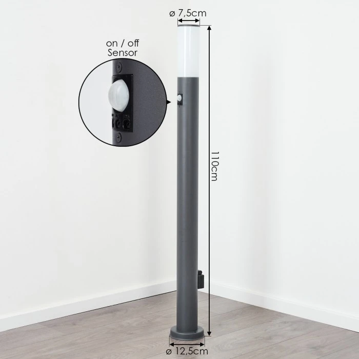 Hofstein Caserta Wegeleuchte Anthrazit, 1-flammig, Bewegungsmelder 4 Hofstein Caserta Wegeleuchte Anthrazit, 1-flammig, Bewegungsmelder – Bild 4