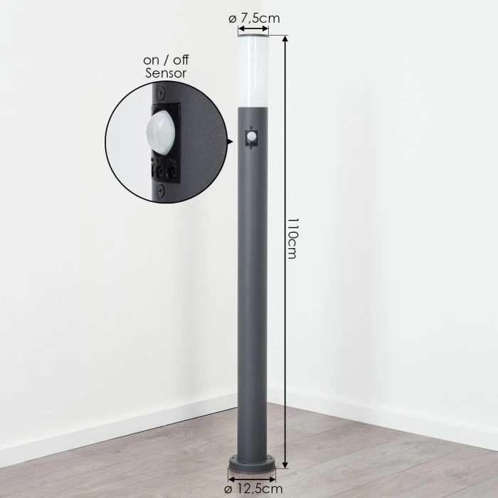 Hofstein Caserta Wegeleuchte Anthrazit, 1-flammig, Bewegungsmelder 4 Hofstein Caserta Wegeleuchte Anthrazit, 1-flammig, Bewegungsmelder – Bild 4