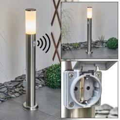 Hofstein Caserta Wegeleuchte Nickel-Matt, 1-flammig, Bewegungsmelder