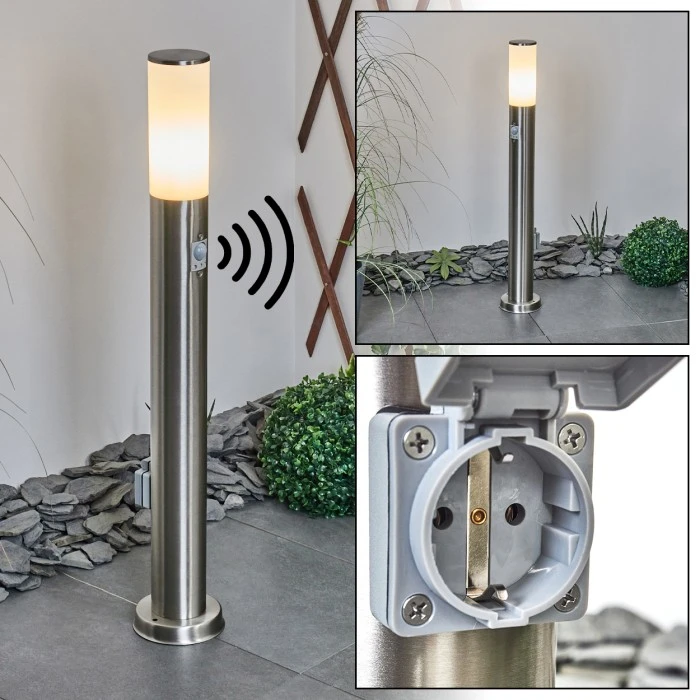 Hofstein Caserta Wegeleuchte Nickel-Matt, 1-flammig, Bewegungsmelder 1 Hofstein Caserta Wegeleuchte Nickel-Matt, 1-flammig, Bewegungsmelder