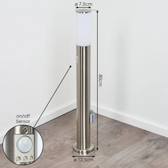 Hofstein Caserta Wegeleuchte Nickel-Matt, 1-flammig, Bewegungsmelder 4 Hofstein Caserta Wegeleuchte Nickel-Matt, 1-flammig, Bewegungsmelder – Bild 4