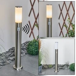 Hofstein Caserta Wegeleuchte Nickel-Matt, Wei&szlig;, 1-flammig, Bewegungsmelder