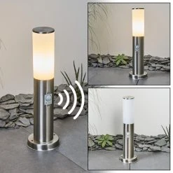 Hofstein Caserta Wegeleuchte Nickel-Matt, Wei&szlig;, 1-flammig, Bewegungsmelder