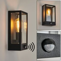 Hofstein Caudry Au&szlig;enwandleuchte Schwarz, 1-flammig, Bewegungsmelder