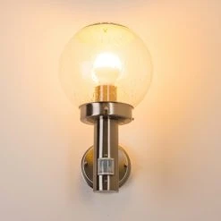 Hofstein Cordova Au&szlig;enwandleuchte Edelstahl, Transparent, Klar, 1-flammig, Bewegungsmelder -Außenleuchten Verkaufe cordova aussenwandleuchte h3005927 10