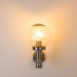 Hofstein Cordova Au&szlig;enwandleuchte Edelstahl, Transparent, Klar, 1-flammig, Bewegungsmelder -Außenleuchten Verkaufe cordova aussenwandleuchte h3005927 11