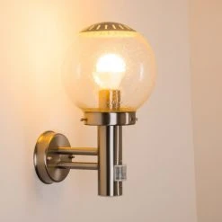 Hofstein Cordova Au&szlig;enwandleuchte Edelstahl, Transparent, Klar, 1-flammig, Bewegungsmelder -Außenleuchten Verkaufe cordova aussenwandleuchte h3005927 6