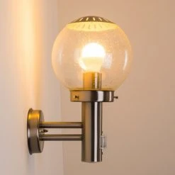 Hofstein Cordova Au&szlig;enwandleuchte Edelstahl, Transparent, Klar, 1-flammig, Bewegungsmelder -Außenleuchten Verkaufe cordova aussenwandleuchte h3005927 7