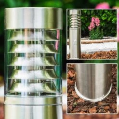 Hofstein Dakar Au&szlig;ensockelleuchte Edelstahl, 1-flammig, Bewegungsmelder