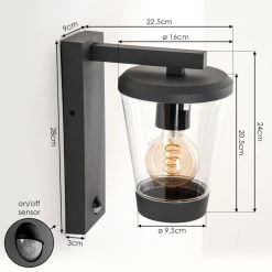 Hofstein Eloida Au&szlig;enwandleuchte Anthrazit, 1-flammig, Bewegungsmelder -Außenleuchten Verkaufe eloida aussenwandleuchte h3579497 3