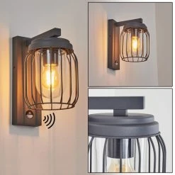 Hofstein Foothills Au&szlig;enwandleuchte Anthrazit, 1-flammig, Bewegungsmelder