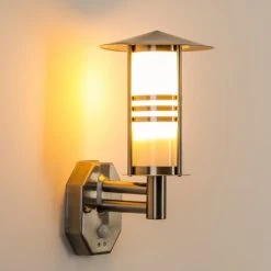 Hofstein Forli Au&szlig;enwandleuchte Edelstahl, 1-flammig, Bewegungsmelder -Außenleuchten Verkaufe forli aussenwandleuchte h165530 14