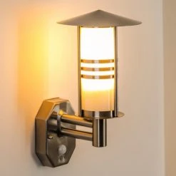Hofstein Forli Au&szlig;enwandleuchte Edelstahl, 1-flammig, Bewegungsmelder -Außenleuchten Verkaufe forli aussenwandleuchte h165530 5
