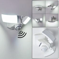 Hofstein Foroyar Au&szlig;enwandleuchte LED Wei&szlig;, 2-flammig, Bewegungsmelder